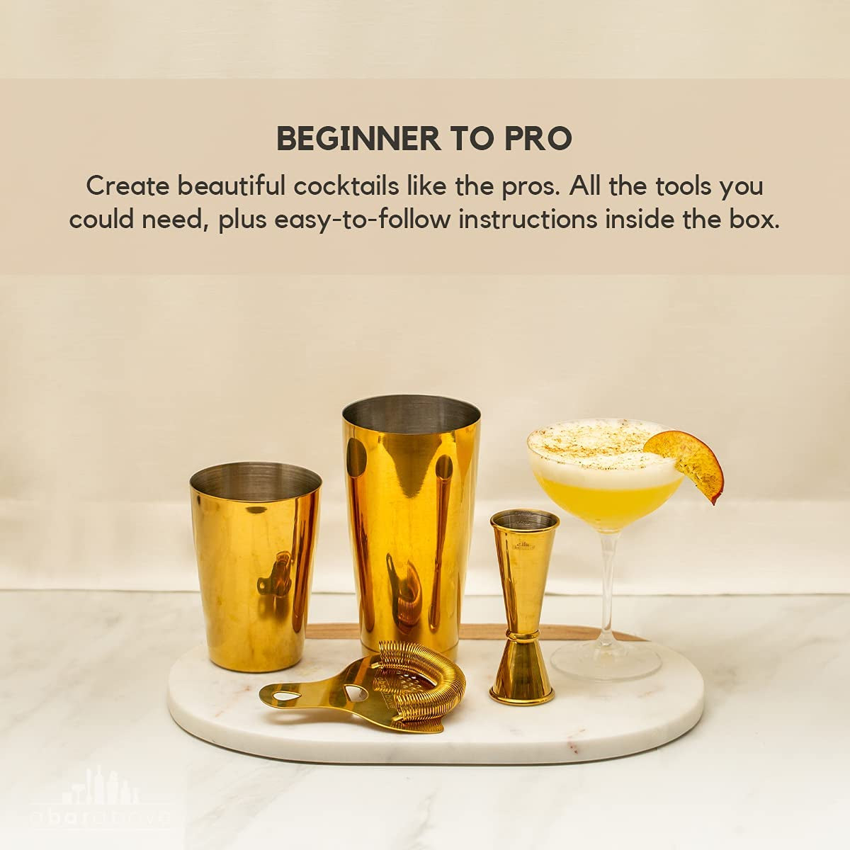 Gold Cocktail Shaker Set – 4-Piece Gold Bartender Kit for Business or Home Bar – Includes Hawthorne Strainer & Japanese Jigger – Professional Bar Accessories for the Home Bar Set