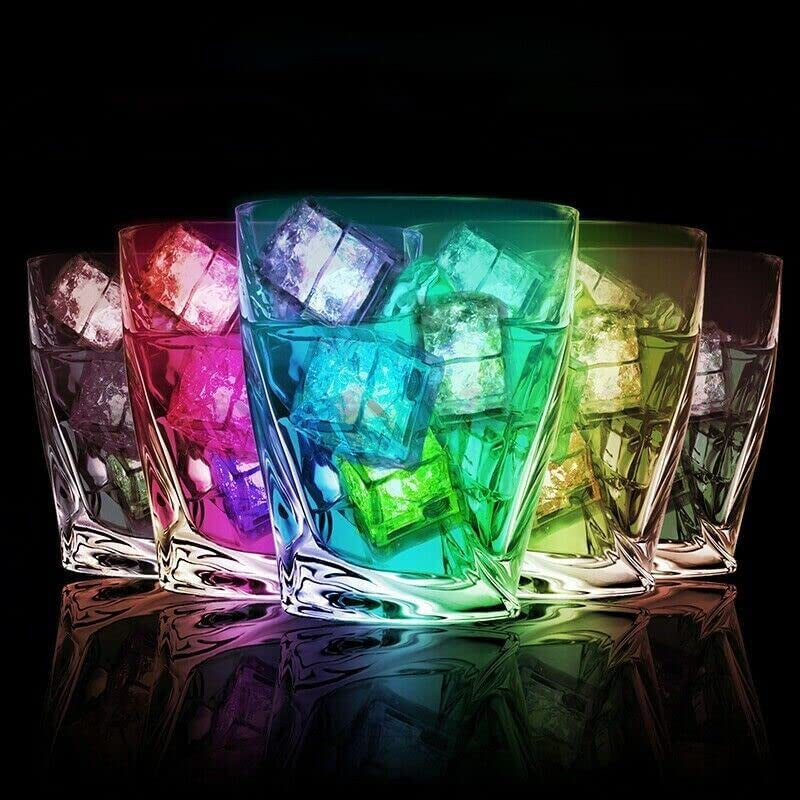 Light up Ice Cubes for Drinks, 48 PCS Green LED Ice Cubes Liquid Activated, Glow in the Dark Waterproof Ice Cubes for Home Bar Supplies Summer Party Wedding Decor
