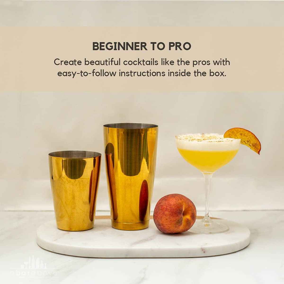 Gold Boston Shakers - Two-Piece Professional Cocktail Shakers Weighted & Unweighted 18Oz Martini Drink - Gold Finish - Made from Stainless Steel 304