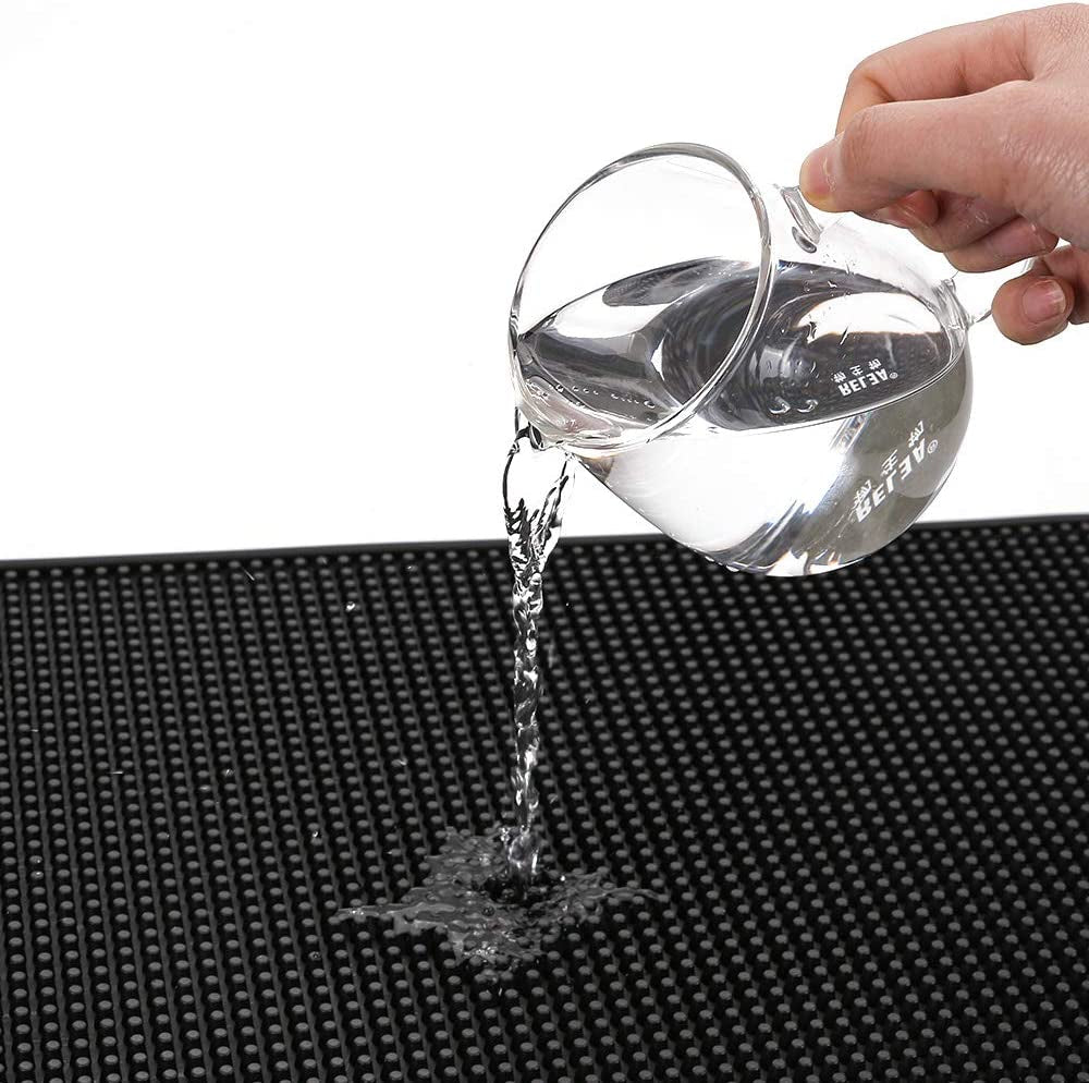 3Pcs Bar Mat Spill Mat - Quality Rubber Bar Service Spill Mat Nonslip Flexible Barber Mats for Clippers Bar Mat for Home Bar Restaurant Service Mat (3Pcs, 12×6 Inch, 18×12 Inch, 24×12 Inch