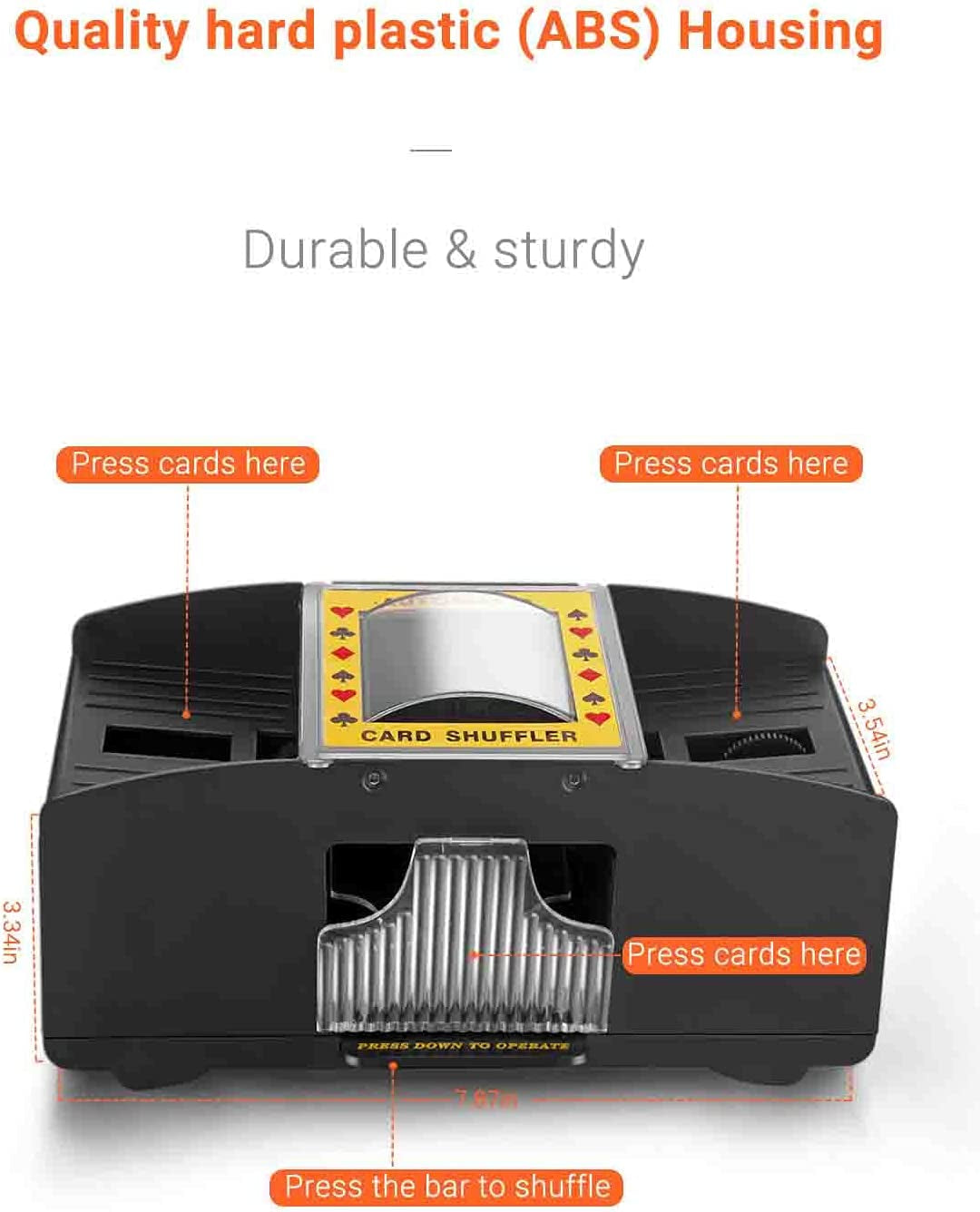 Automatic Poker Card Shuffler 1-2 Decks Battery Operated Electric Poker Shuffler Card Shuffler for Porker Home Card Games Tables, Rummy Blackjack