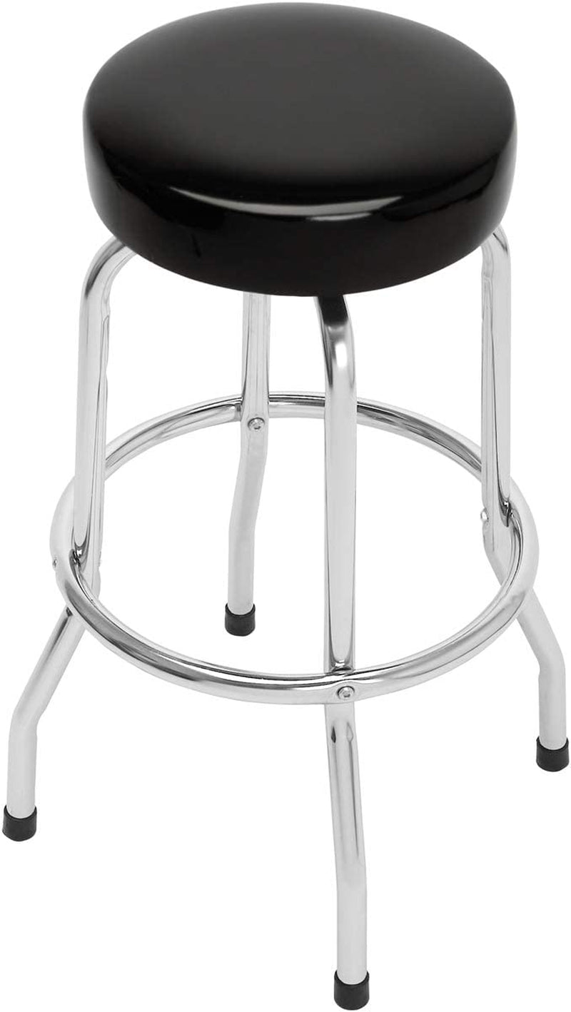 Creative Arcades 30.5" Full Swivel Bar Stool W/Foot Rail, Padded Cushion, Steel Construction & Polyurethane Cushion | Home | Man Cave | Arcade Room | Garage | Bar | Black and Chrome