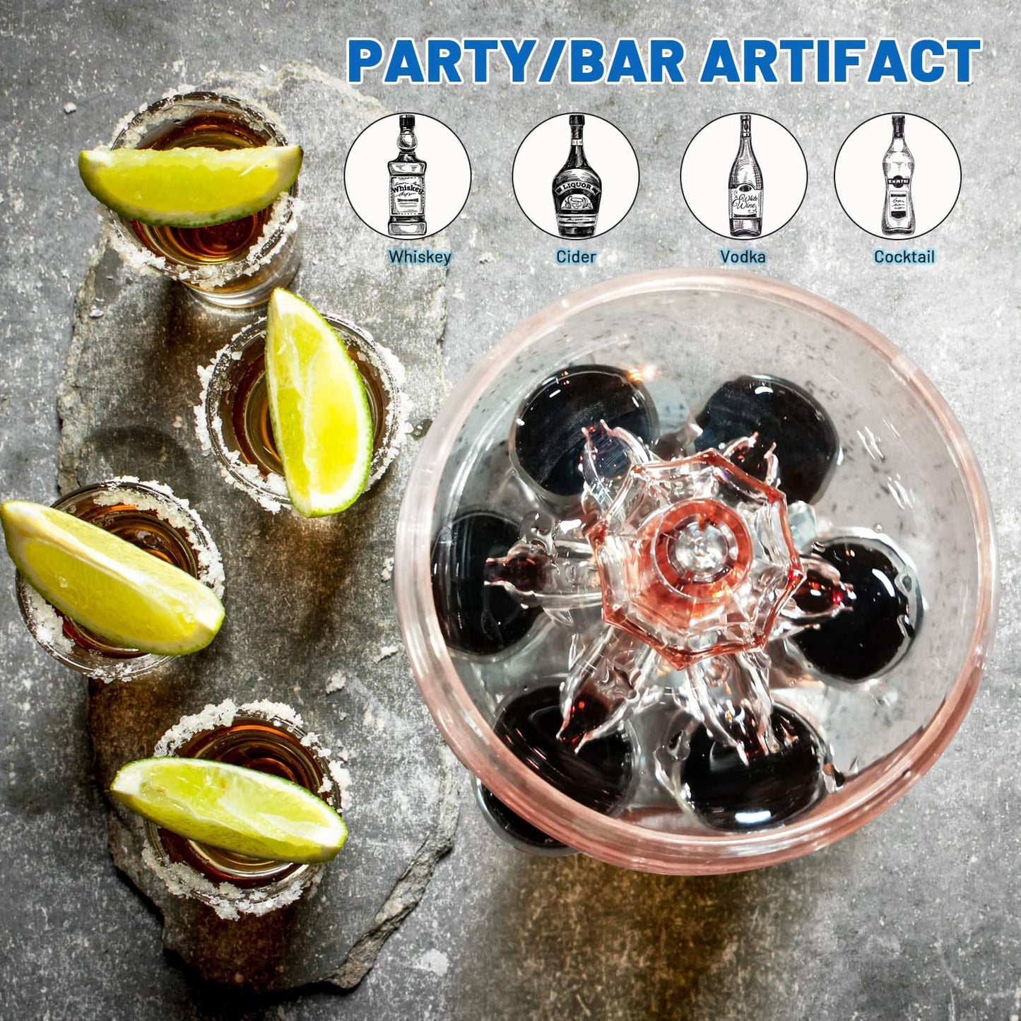 Shot Dispenser with 6 Shot Glasses Set - Party Drink Dispenser Liquor Dispenser and Holder Shot Pourer for Beverage | Cider | Liquor | Cocktail - Fun Bar Accessories Home Gifts (V2)