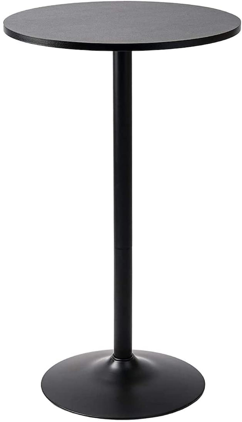 round Cocktail Bistro High Table with Black Top and Base, 1-Pack
