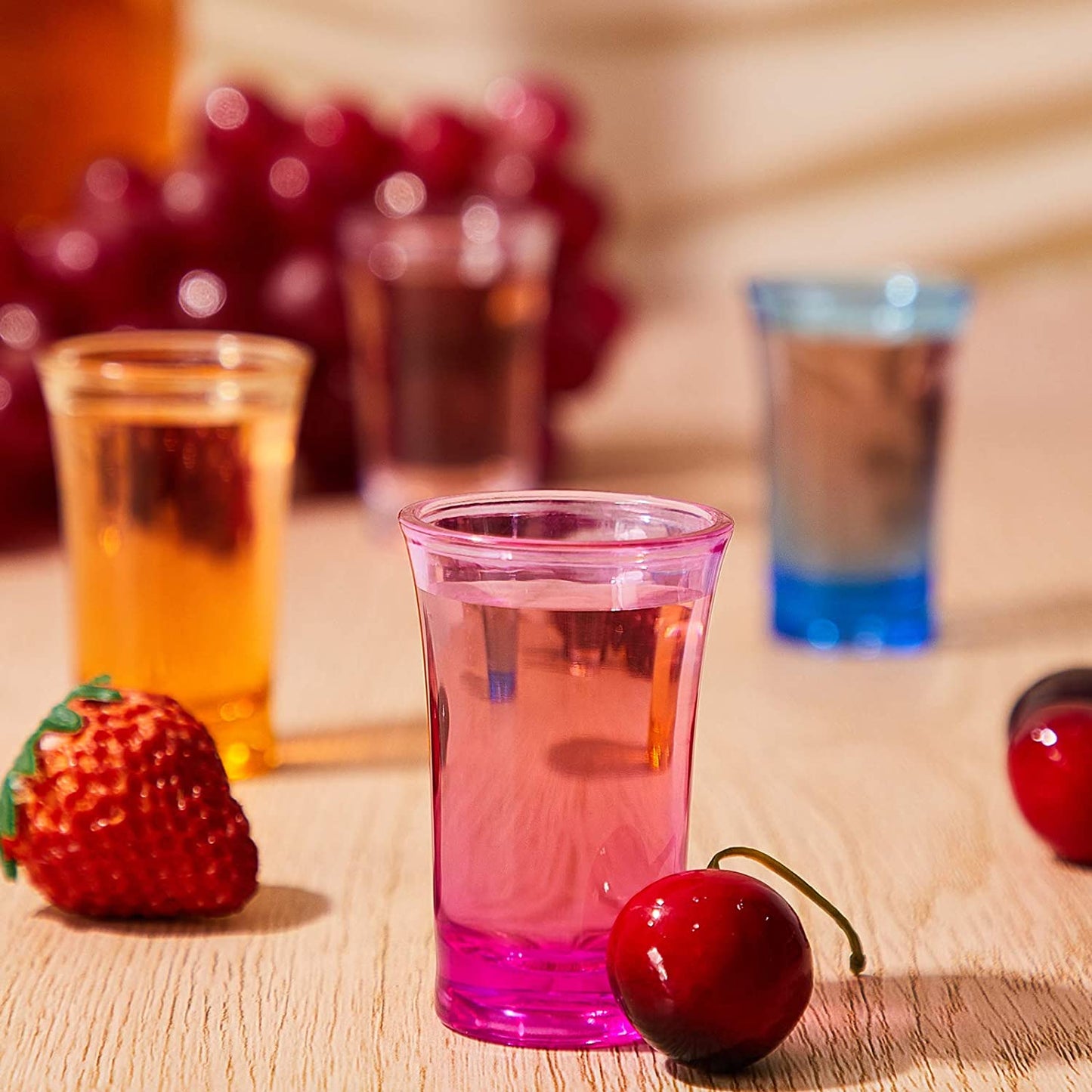 12 Pieces Shots Acrylic Cups Colorful Shot Glasses 1.2-Ounce Heavy Base Shot Glasses for Spirits and Liquors, Compatible with 6 Shot Glass Dispenser and Holder (Blue, Purple, Yellow, Transparent)