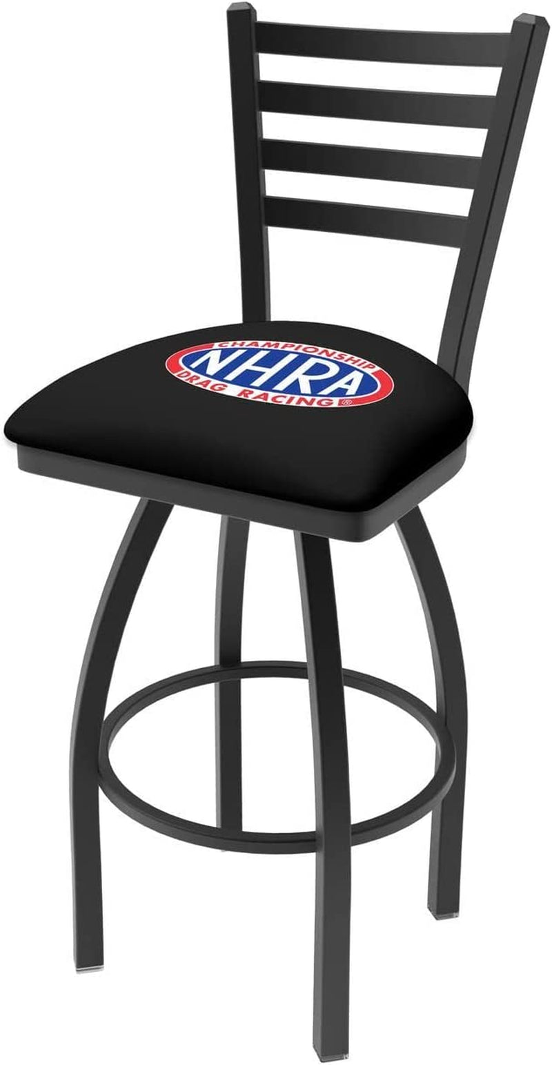 L014-30" NHRA Drag Racing, Black Wrinkle Swivel Stool with Ladder Style Back