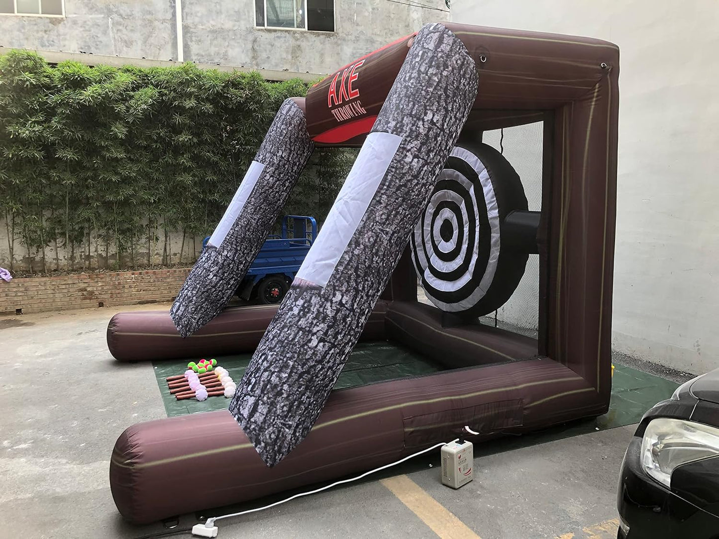Inflatable Axe Throwing Game + Inflatable Ball Toss Target Dart Board for Backyard/Birthday/School/Team/Party Events