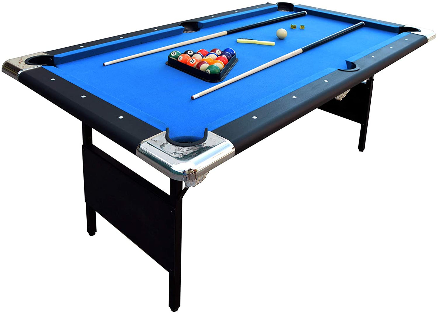 Hathaway Fairmont Portable 6-Ft Pool Table for Families with Easy Folding for Storage, Includes Balls, Cues, Chalk