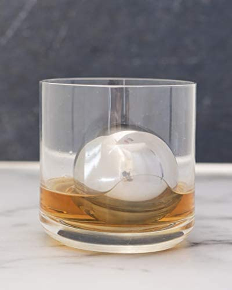 Whiskey Ball - Reusable Stainless Steel Ice Sphere - Scotch,Vodka,Wine Ice Chiller Stocking Stuffer - Ice Cube Metal Whiskey Stones Ball Won'T Dilute Your Drink - Whiskey Drink Coolers Gift - Set of 2