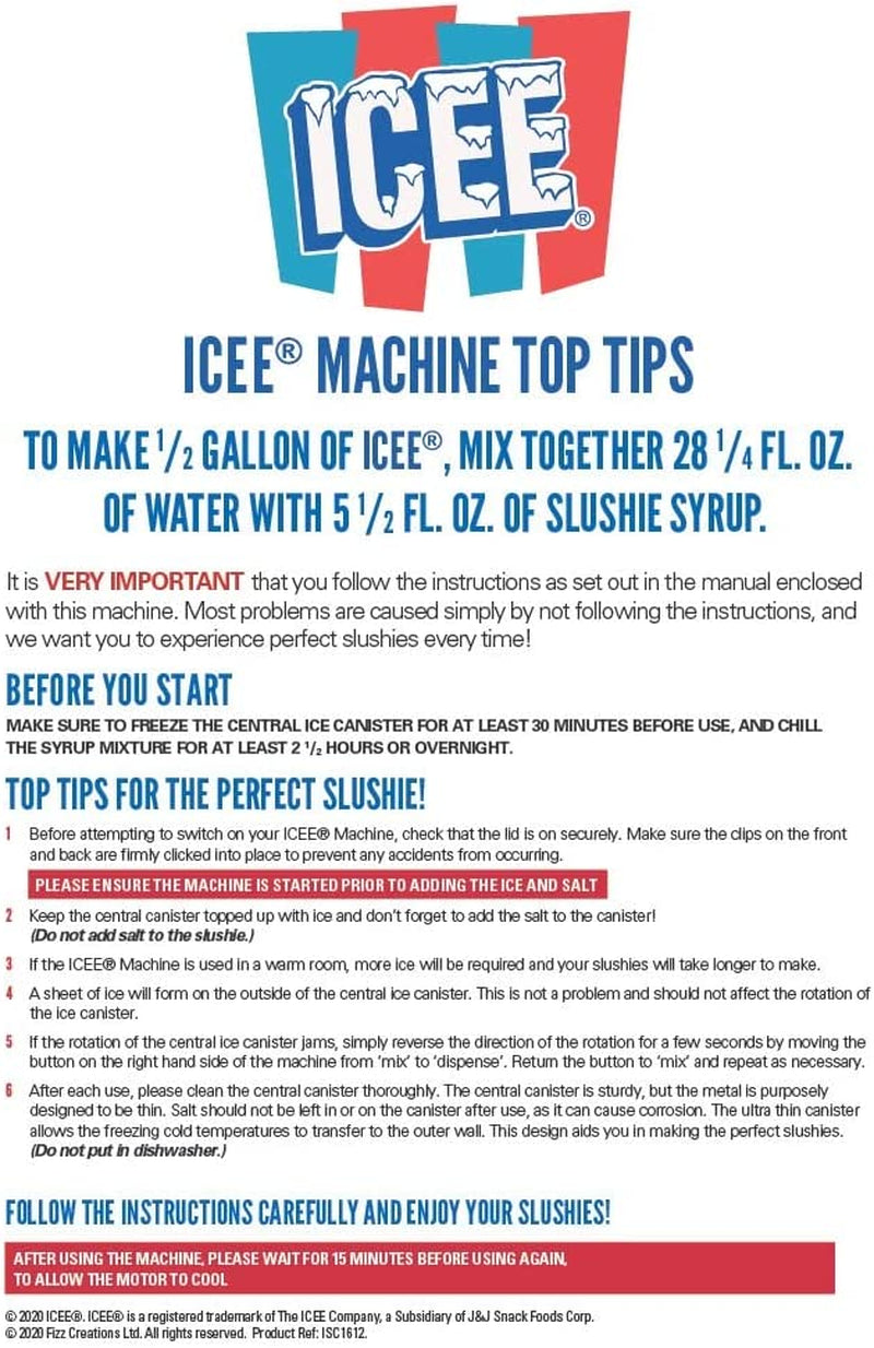 Genuine ICEE Brand Counter-Top Sized ICEE Slushie Maker - Spins Your Pre-Chilled Ingredients with Your Ice into ICEE Slushies!