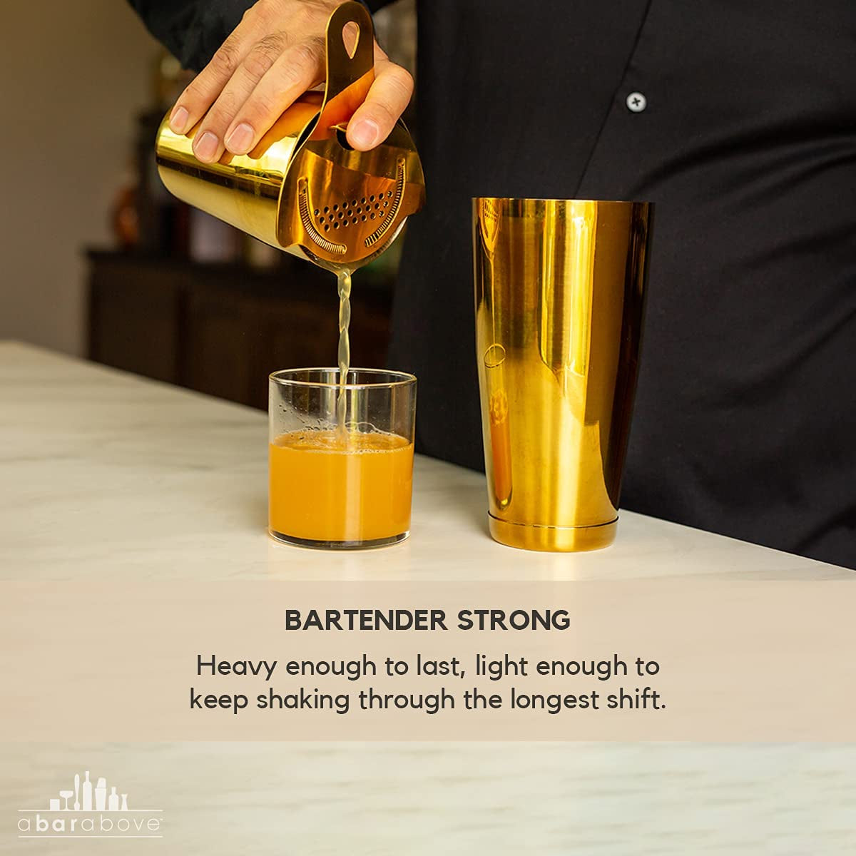 Gold Boston Shakers - Two-Piece Professional Cocktail Shakers Weighted & Unweighted 18Oz Martini Drink - Gold Finish - Made from Stainless Steel 304