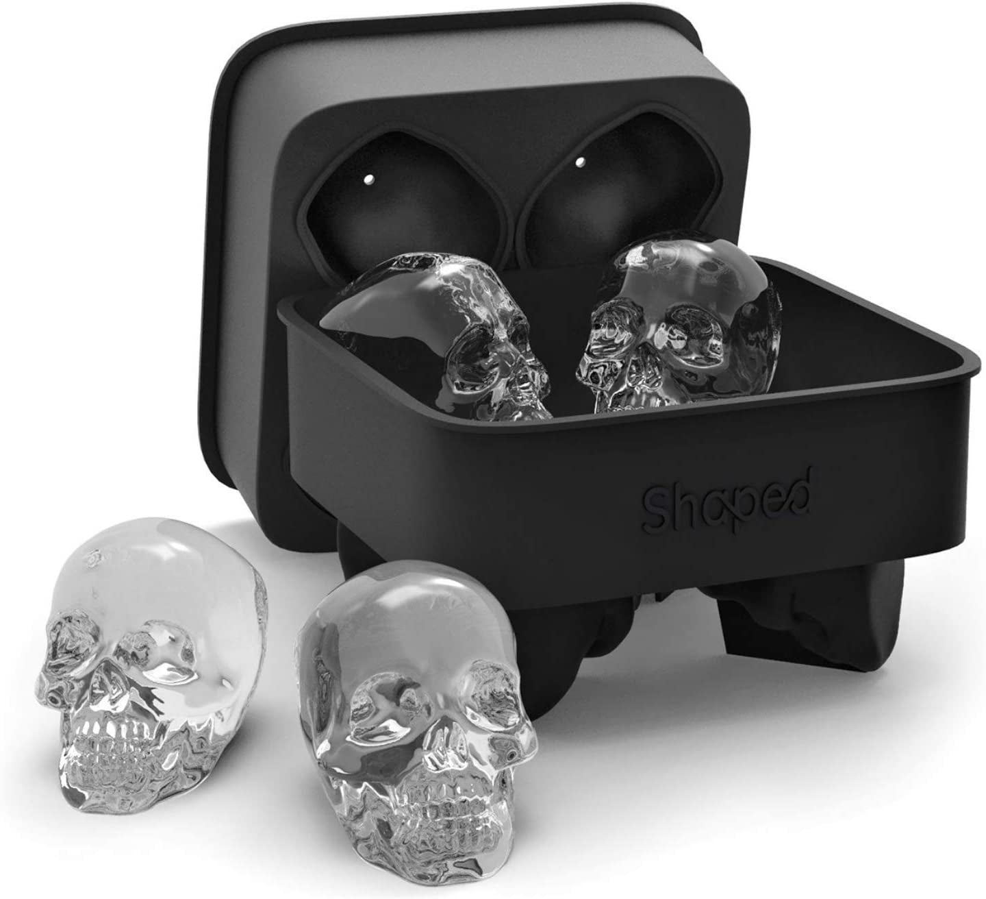 3D Large Skull Ice Mold Tray, Super Flexible Food Grade Silicone round Ice Ball Maker for Holiday Gifts, Gift Exchange, Whiskey Drinkers, Home Bars, Bartenders, for Men Who Have Everything