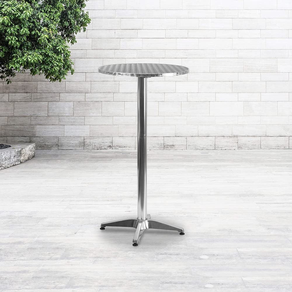 23.25" round Aluminum Indoor-Outdoor Bar Height Table with Flip-Up Table