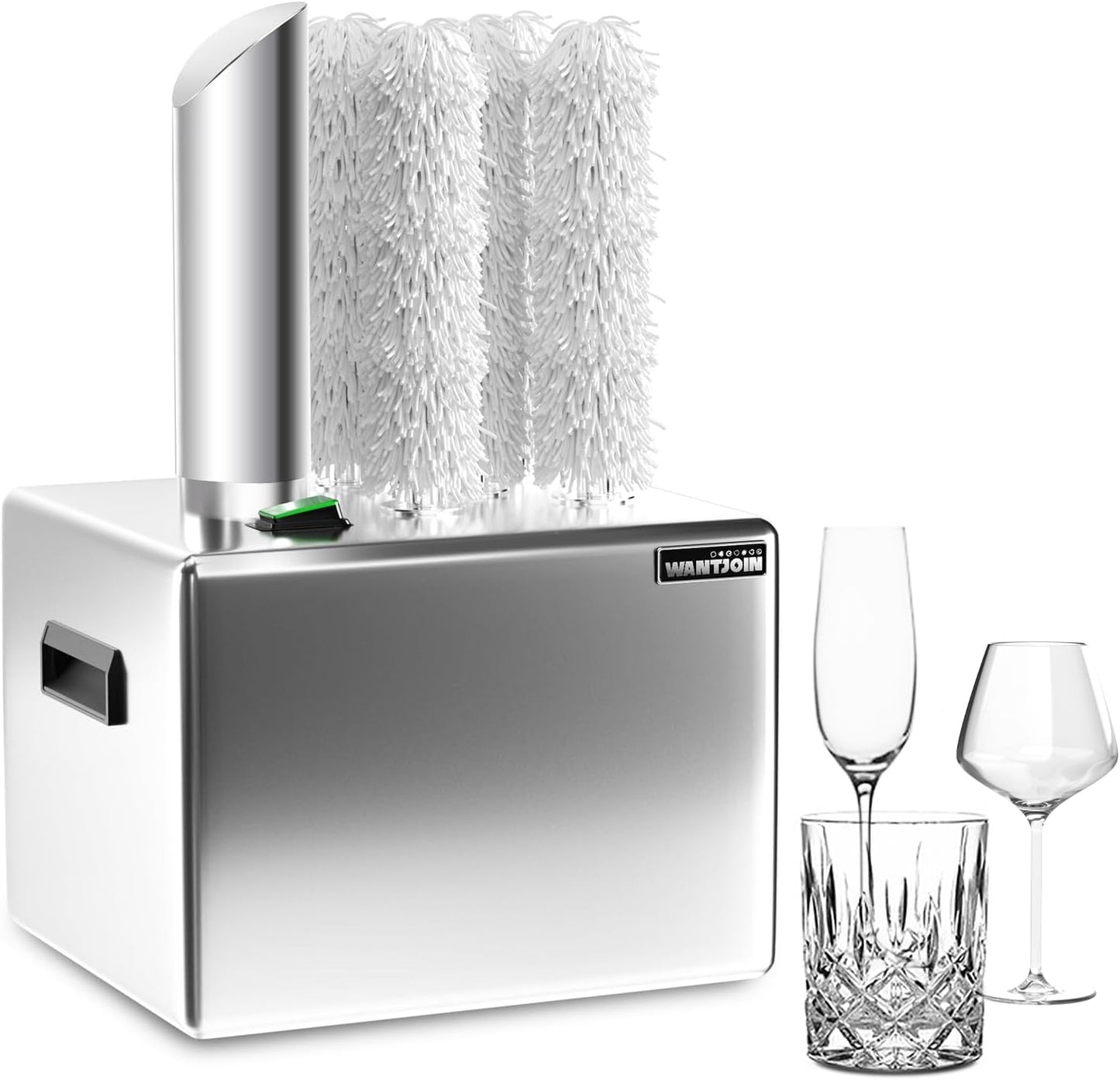 Electric Winery Wine Glass Polishing Machine,5 Polishing Cloth Washers Commercial Glass Polisher, Stainless-Steel Glassware Polishing Machine for Bar Kitchen