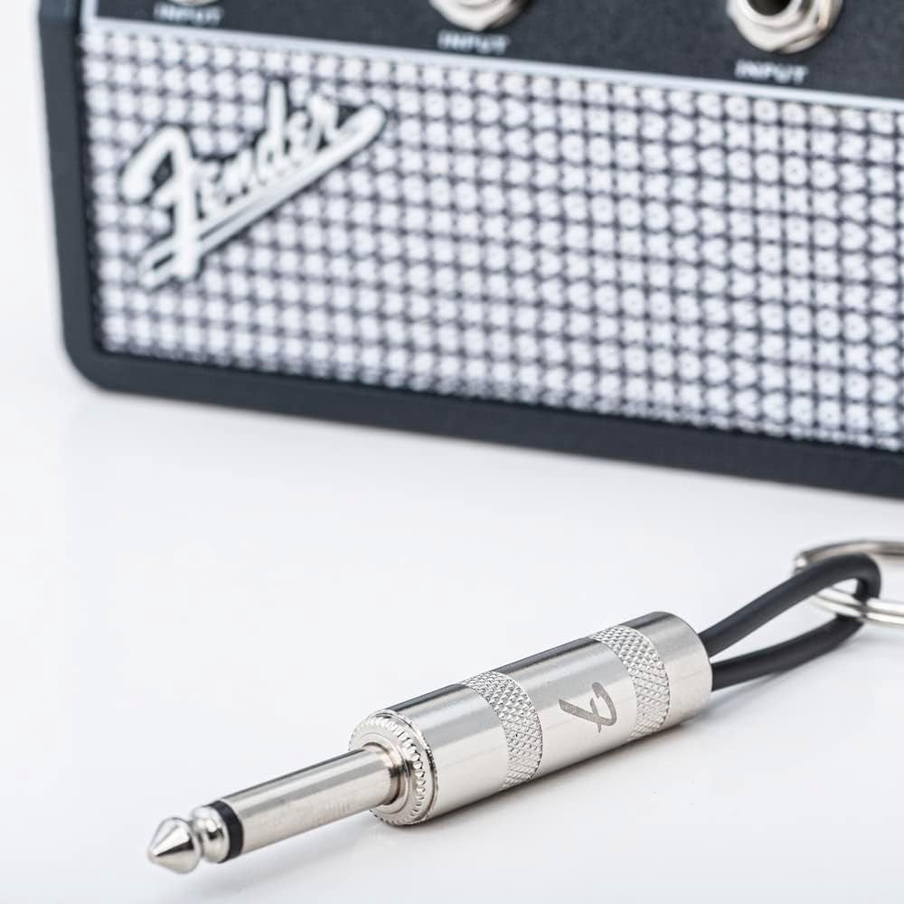 Licensed Fender Jack Rack- Guitar Amp Key Holder, Includes 4 Guitar Plug Keychains and 1 Wall Mounting Kit. Quick and Easy Installation.