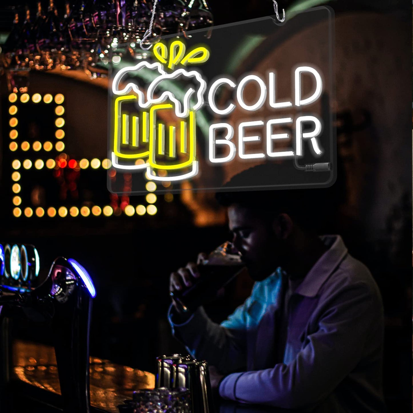 Neon Beer Signs for Beer Bar Pub , Cheers Neon Sign for Man Cave, 11*16.5 Inch Beer Decoration for Windows Glass, Hotel, Man Cave, Restaurant, Business Neon Light Sign for Wall Decor