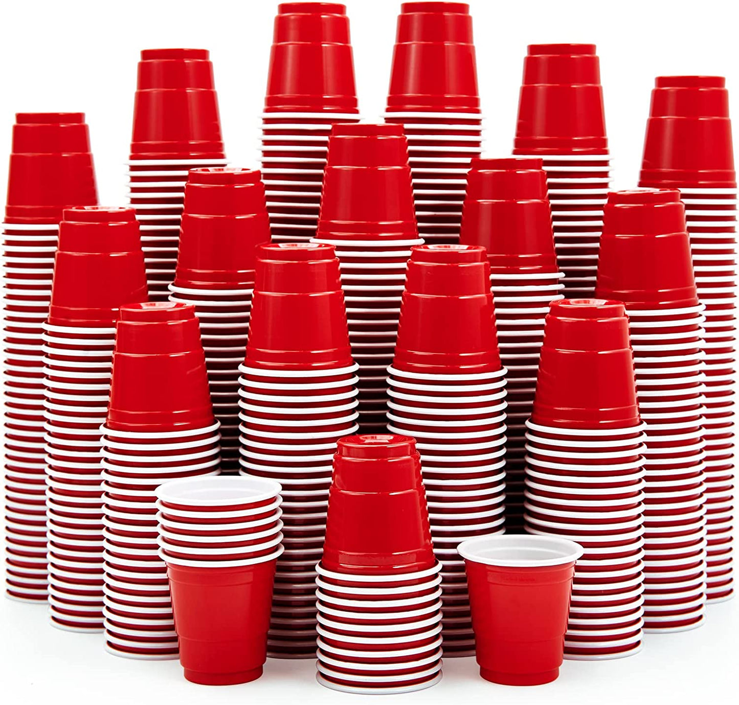 1080 PACK 2 Oz Plastic Shot Glasses, Red Disposable Shot Cups, Mini Red Shot Glasses for Halloween Thanksgiving Christmas Party