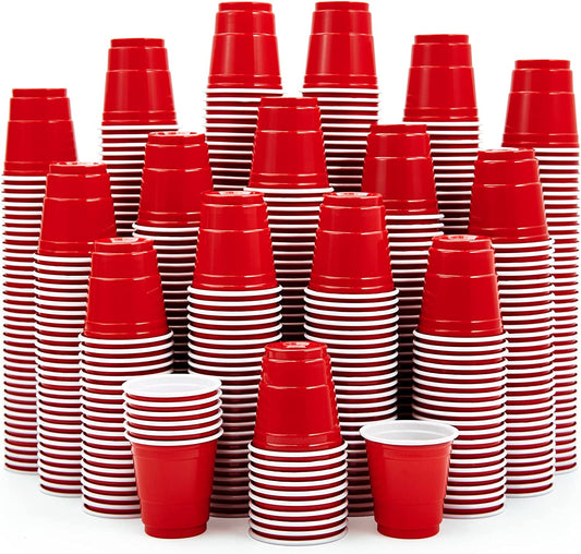 1080 PACK 2 Oz Plastic Shot Glasses, Red Disposable Shot Cups, Mini Red Shot Glasses for Halloween Thanksgiving Christmas Party