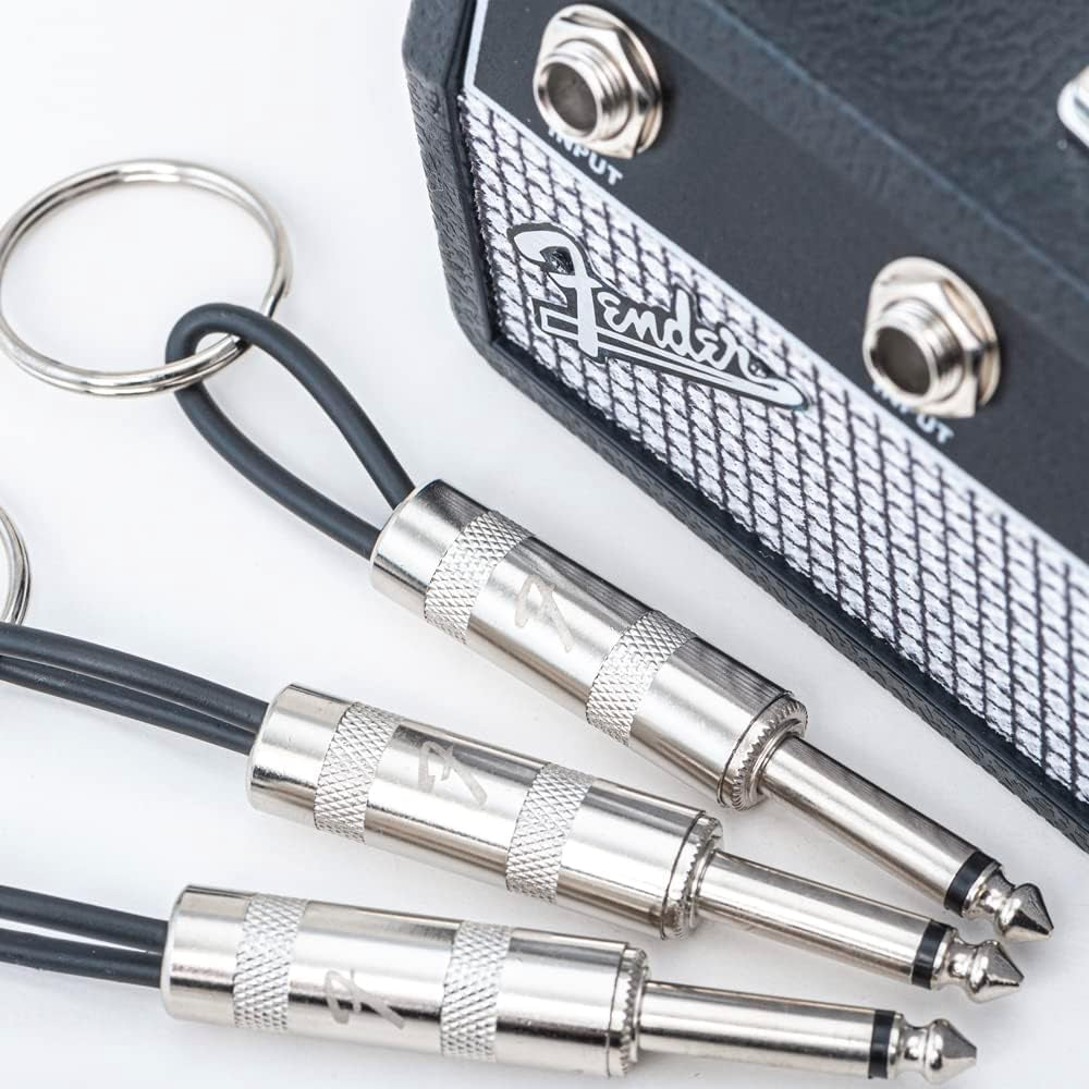 Licensed Fender Jack Rack- Guitar Amp Key Holder, Includes 4 Guitar Plug Keychains and 1 Wall Mounting Kit. Quick and Easy Installation.