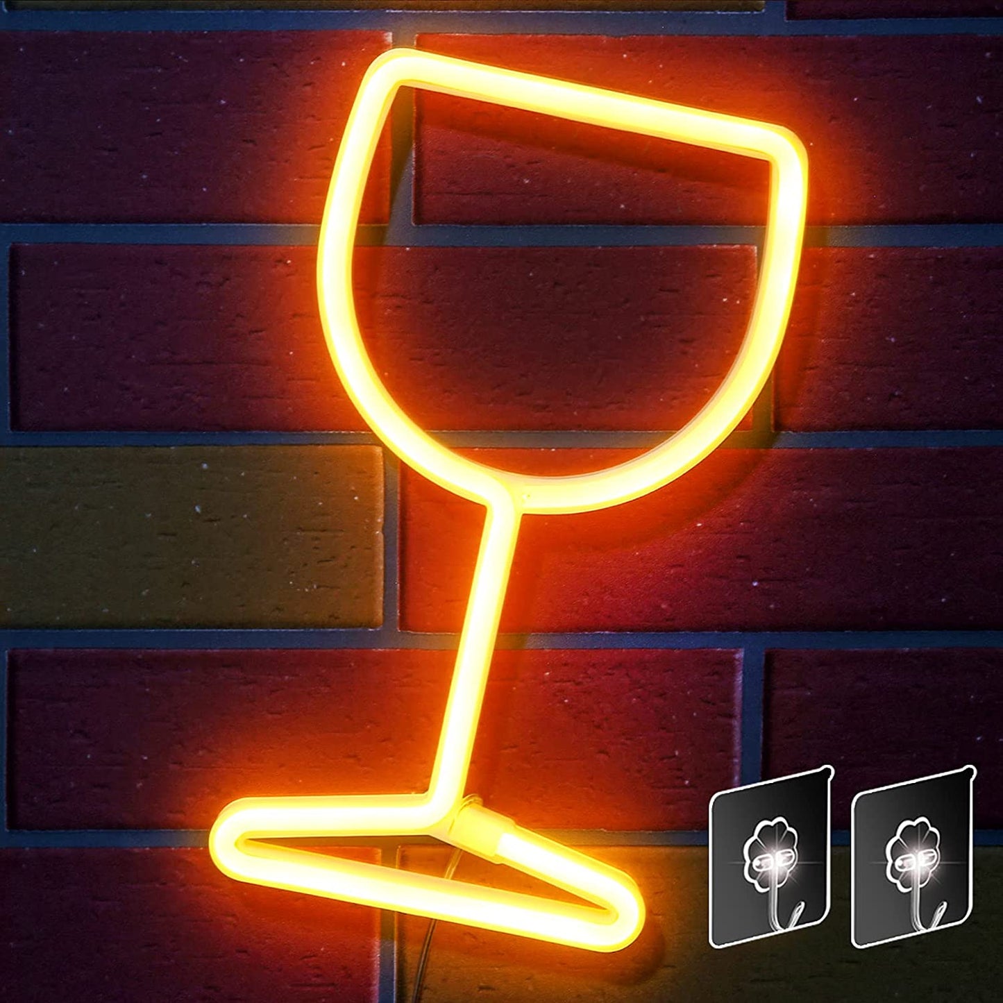 Neon Signs Wine Glass Lights - Bar Restaurant Nightclub Beach Shop Holiday Celebration Party Neon Lights, LED Home Decor Neon Signs Wine Cellar Accessories (Pink)