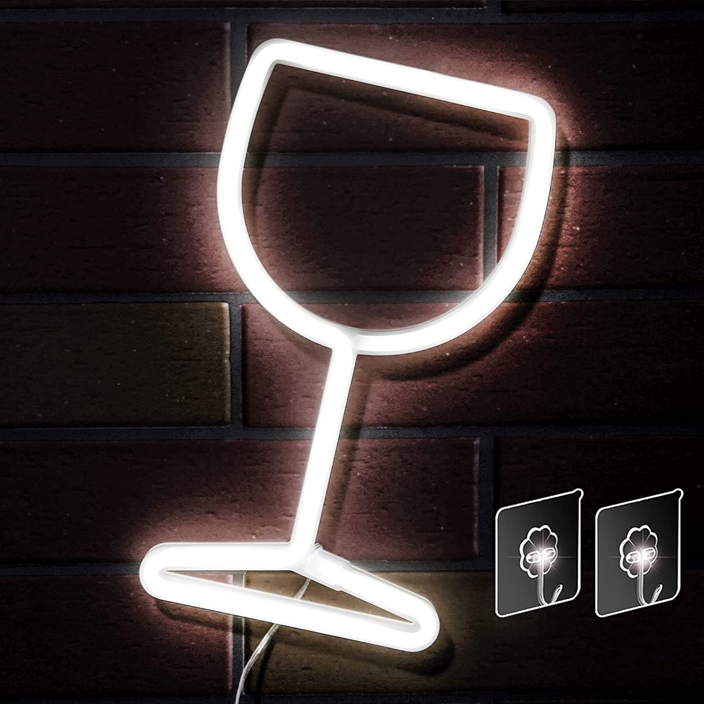 Neon Signs Wine Glass Lights - Bar Restaurant Nightclub Beach Shop Holiday Celebration Party Neon Lights, LED Home Decor Neon Signs Wine Cellar Accessories (Pink)