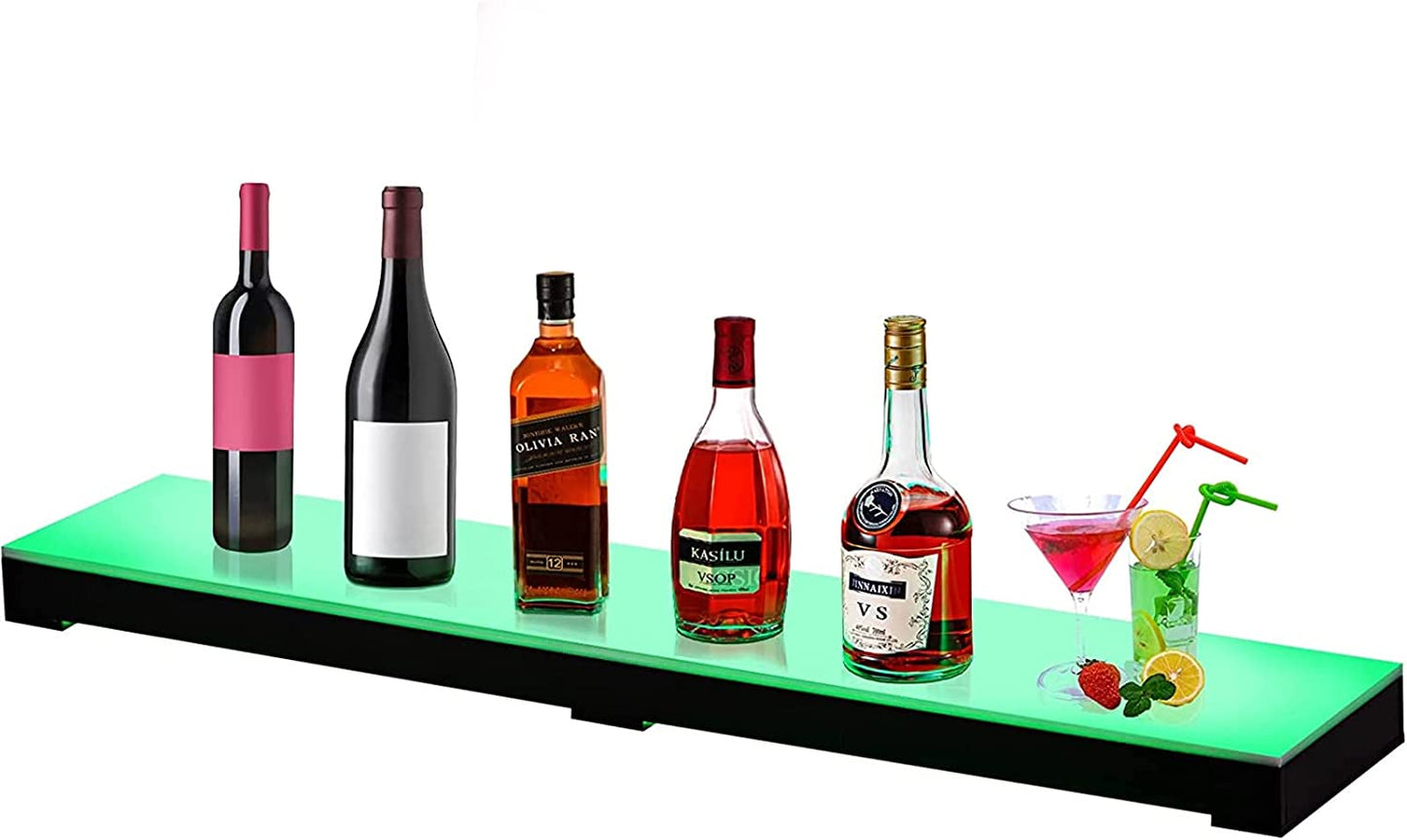 LED Lighted Liquor Bottle Display Shelf, 40-Inch LED Bar Shelves for Liquor, 2-Step Lighted Liquor Bottle Shelf for Home/Commercial Bar, Acrylic Lighted Bottle Display with Remote & App Control