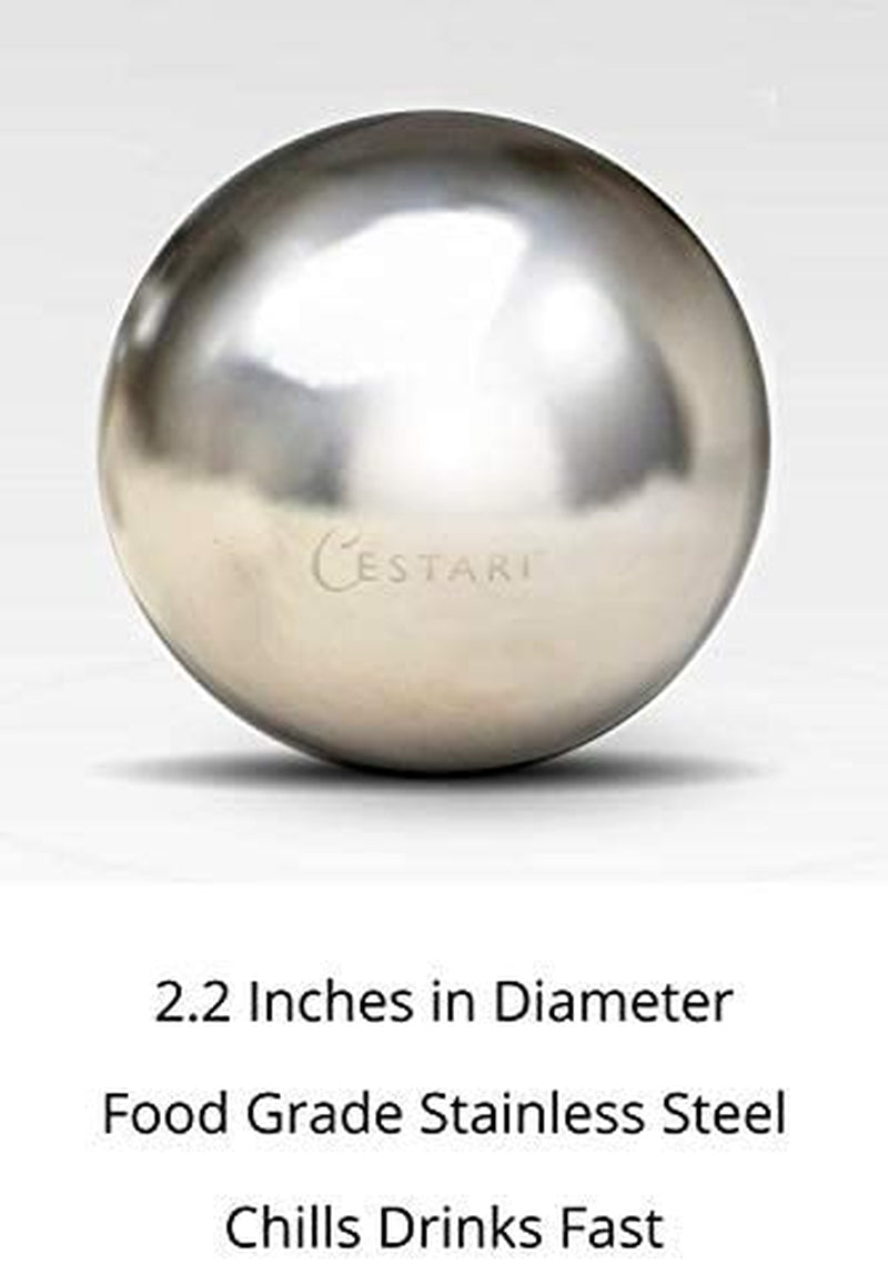 Whiskey Ball - Reusable Stainless Steel Ice Sphere - Scotch,Vodka,Wine Ice Chiller Stocking Stuffer - Ice Cube Metal Whiskey Stones Ball Won'T Dilute Your Drink - Whiskey Drink Coolers Gift - Set of 2
