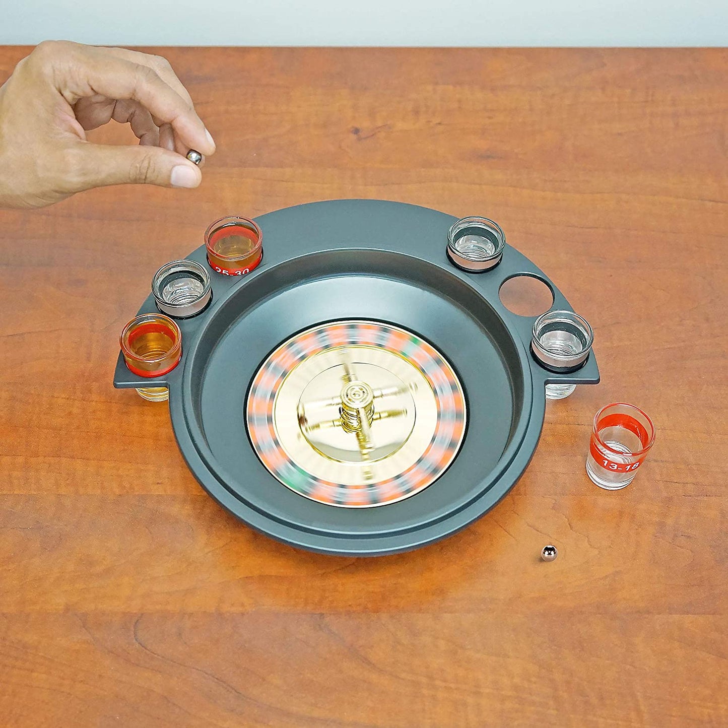 Shot Glass Roulette Drinking Game Set with 2 Balls and 6 Shot Glasses