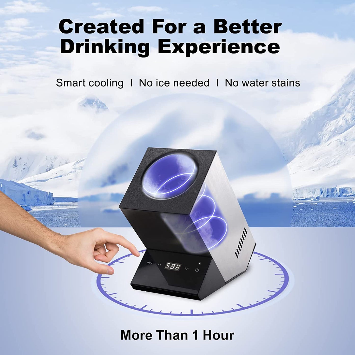 Wine Chiller Electric, Wine Chillers Bucket for 750Ml Red & White Wine or Some Champagne,Stainless Steel Single Bottle Iceless Wine Cooler,Kitchen Bar RV Wine Accessory,Gift for Wine Lovers