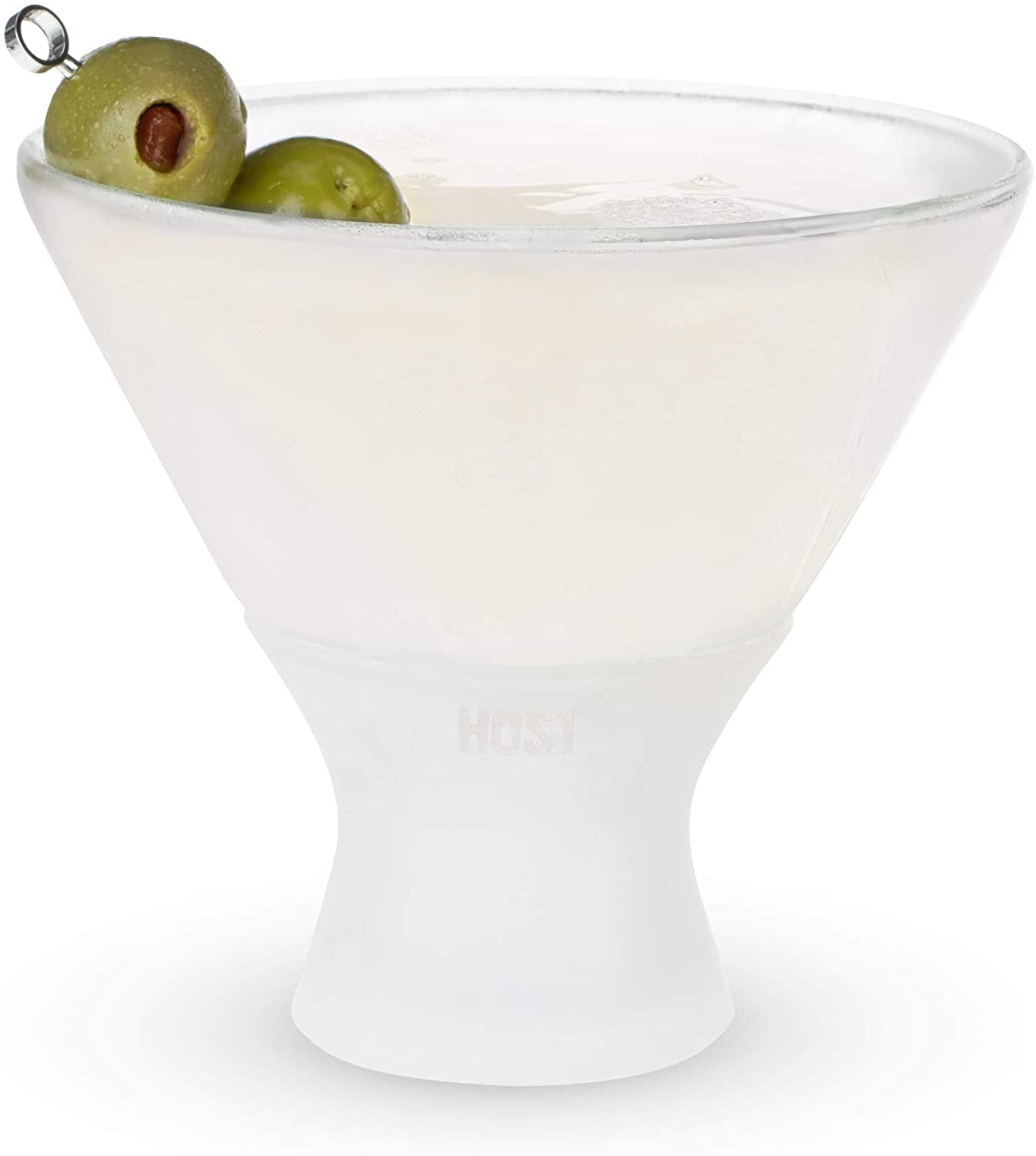Freeze Insulated Martini Cocktail Glasses, Freezer Gel Chiller Double Wall Stemless Cocktail Glass, Set of 2, Grey