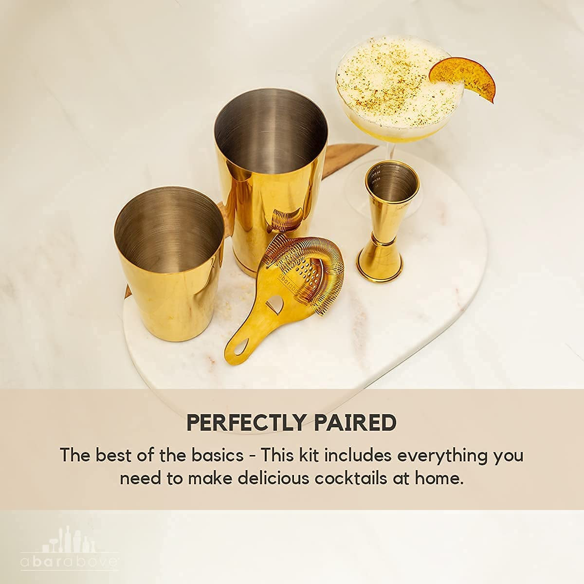 Gold Cocktail Shaker Set – 4-Piece Gold Bartender Kit for Business or Home Bar – Includes Hawthorne Strainer & Japanese Jigger – Professional Bar Accessories for the Home Bar Set