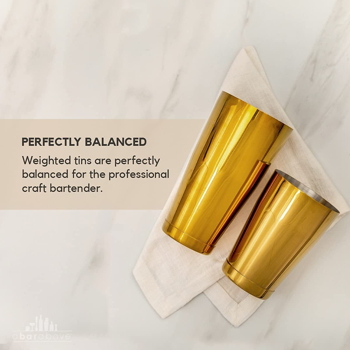 W/W Gold Boston Shakers: Two-Piece Professional Cocktail Shakers Weighted 28Oz Martini Drink - Gold Finish - Made from Stainless Steel 304