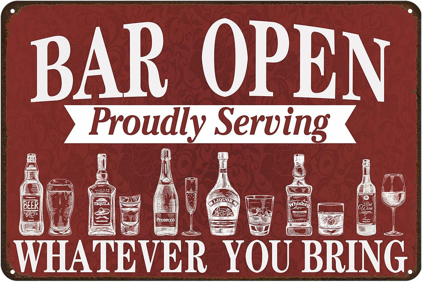 Bar Open Metal Tin Sign Vintage Bar Man Cave Funny Wall Decoration Bar Sign 12X8 Inch