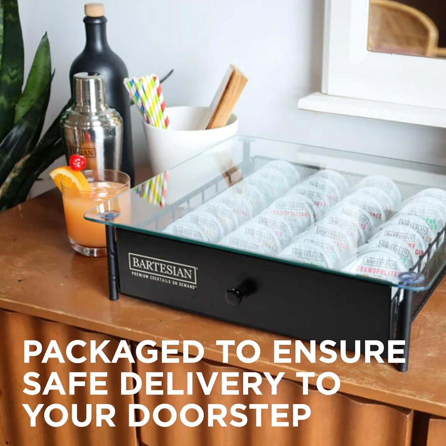 Cocktail Capsule Storage Drawer Organizer - Stylish Mixology Cocktails Drink Mixer Holder Dispenser - Home Bar Accessories for Cocktail Maker Machine - Holds up to 36 Capsules