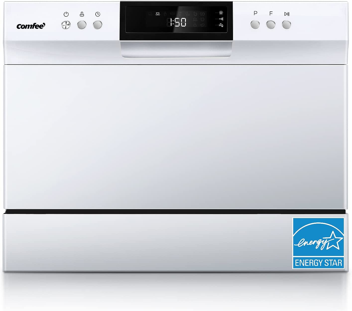 COMFEE’ Countertop Dishwasher, Energy Star Portable Dishwasher, 6 Place Settings & 8 Washing Programs, Speed, Baby-Care, ECO& Glass, Dish Washer for Dorm, RV& Apartment, Black