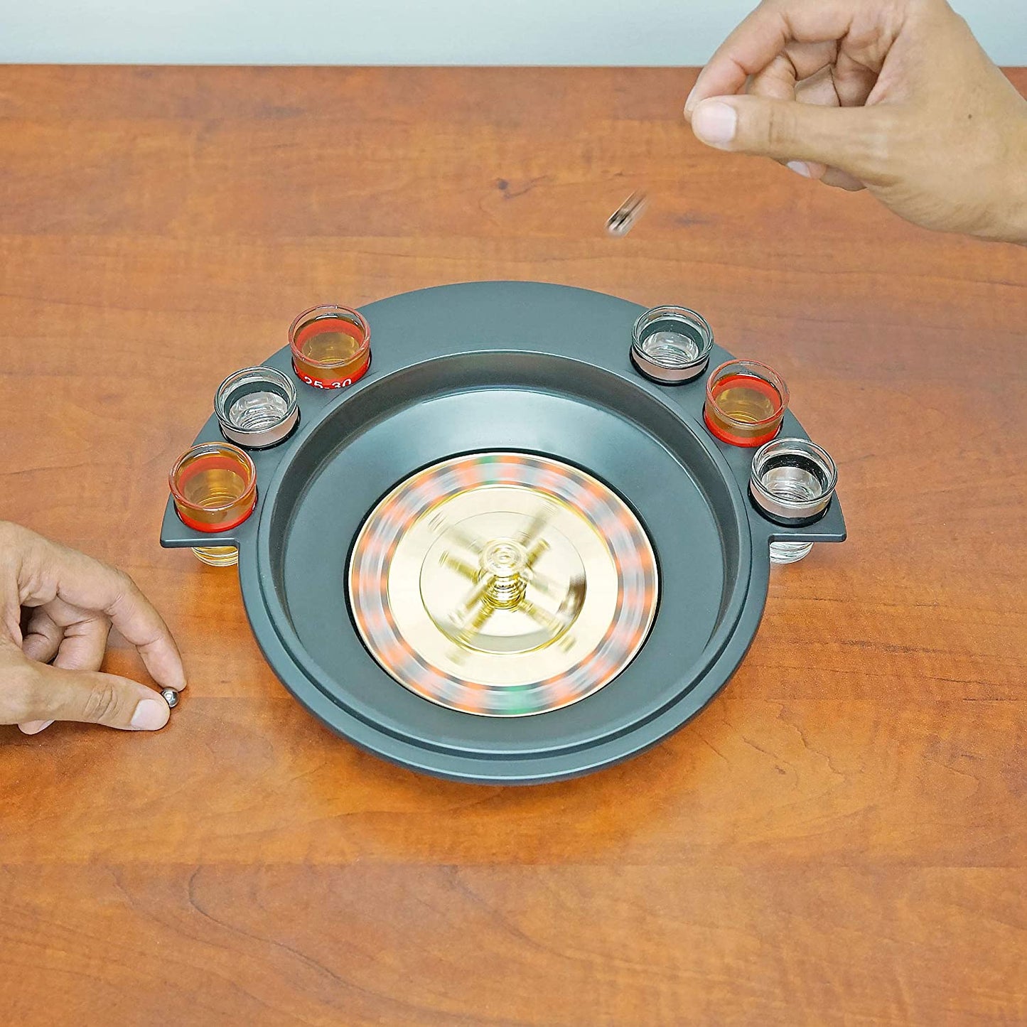 Shot Glass Roulette Drinking Game Set with 2 Balls and 6 Shot Glasses
