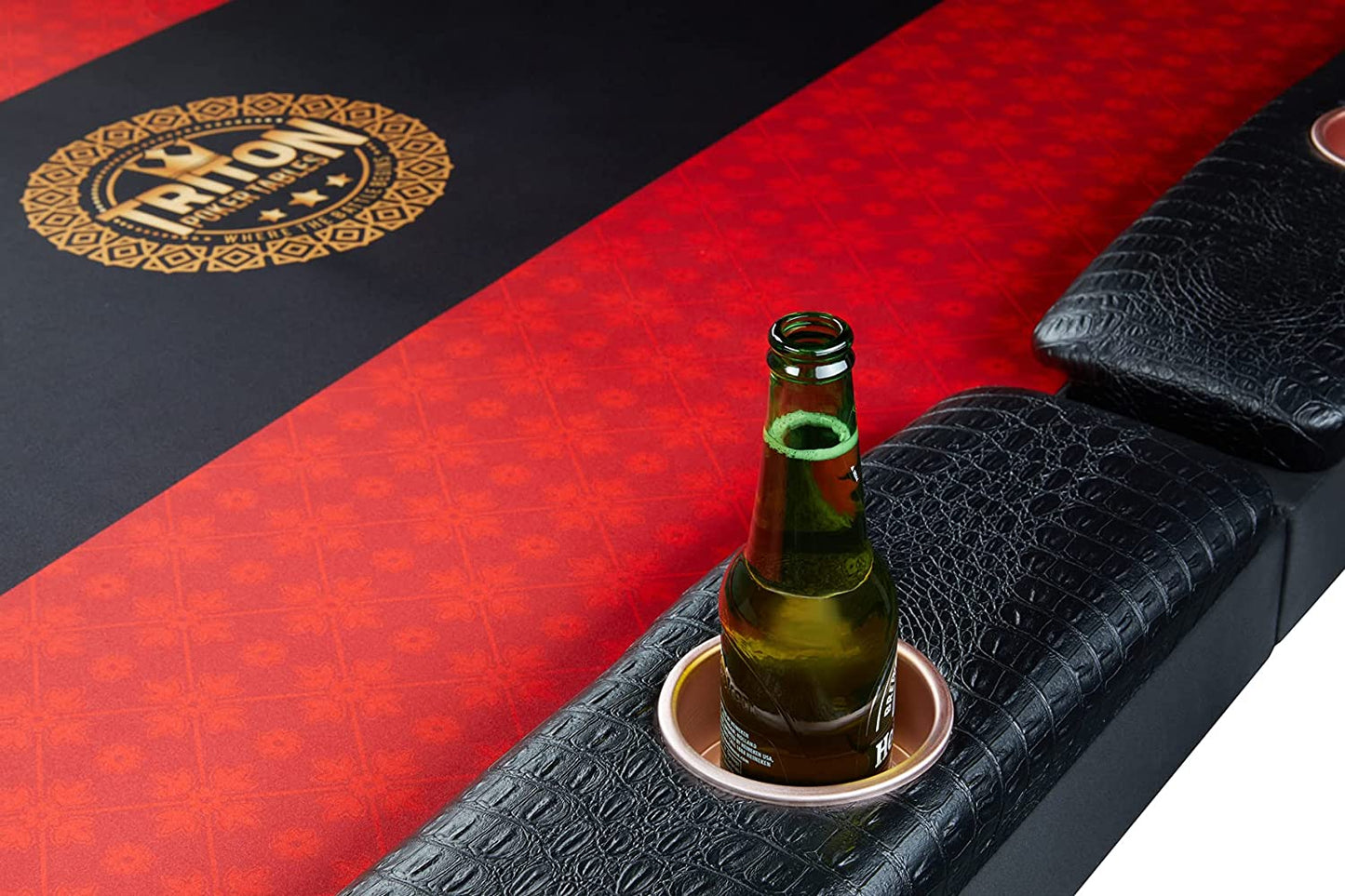 Triton Poker Folding Poker Table Casino Style - 10 Players Oval Portable Texas Hold'Em Poker Table with Mats (Included)