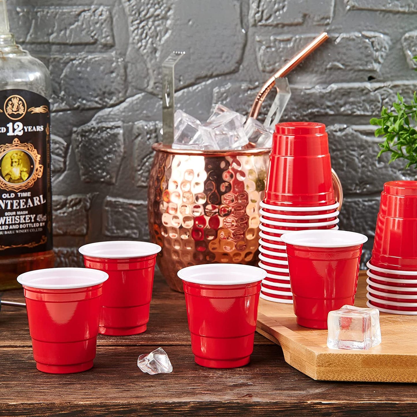 1080 PACK 2 Oz Plastic Shot Glasses, Red Disposable Shot Cups, Mini Red Shot Glasses for Halloween Thanksgiving Christmas Party