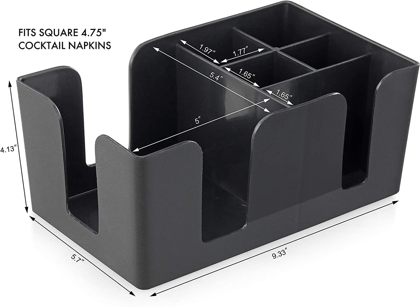 48001 Plastic Bar Caddy Organizer with 6 Compartments, Black