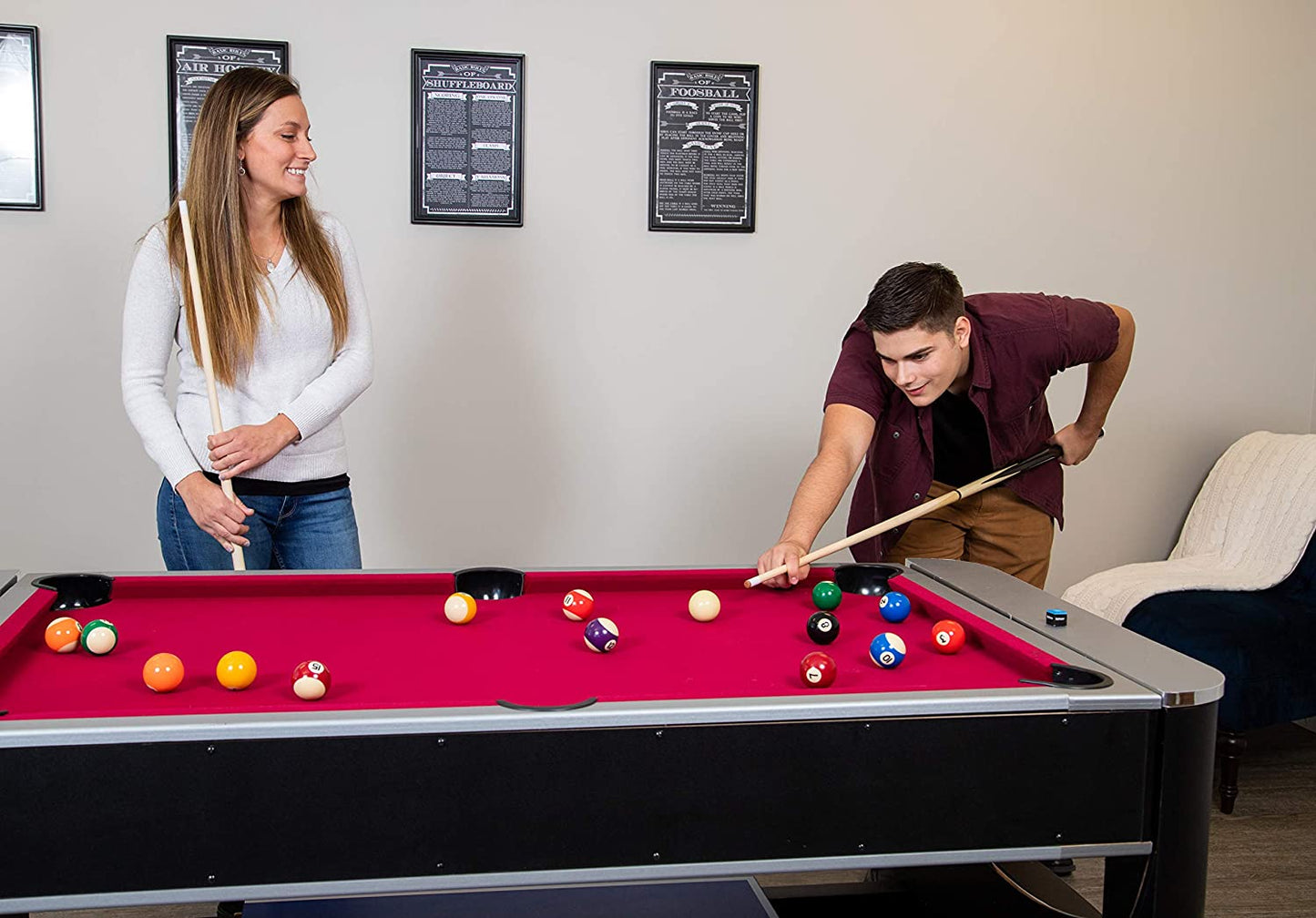 Triple Threat 6-Ft 3-In-1 Multi Game Table with Billiards, Air Hockey, and Table Tennis