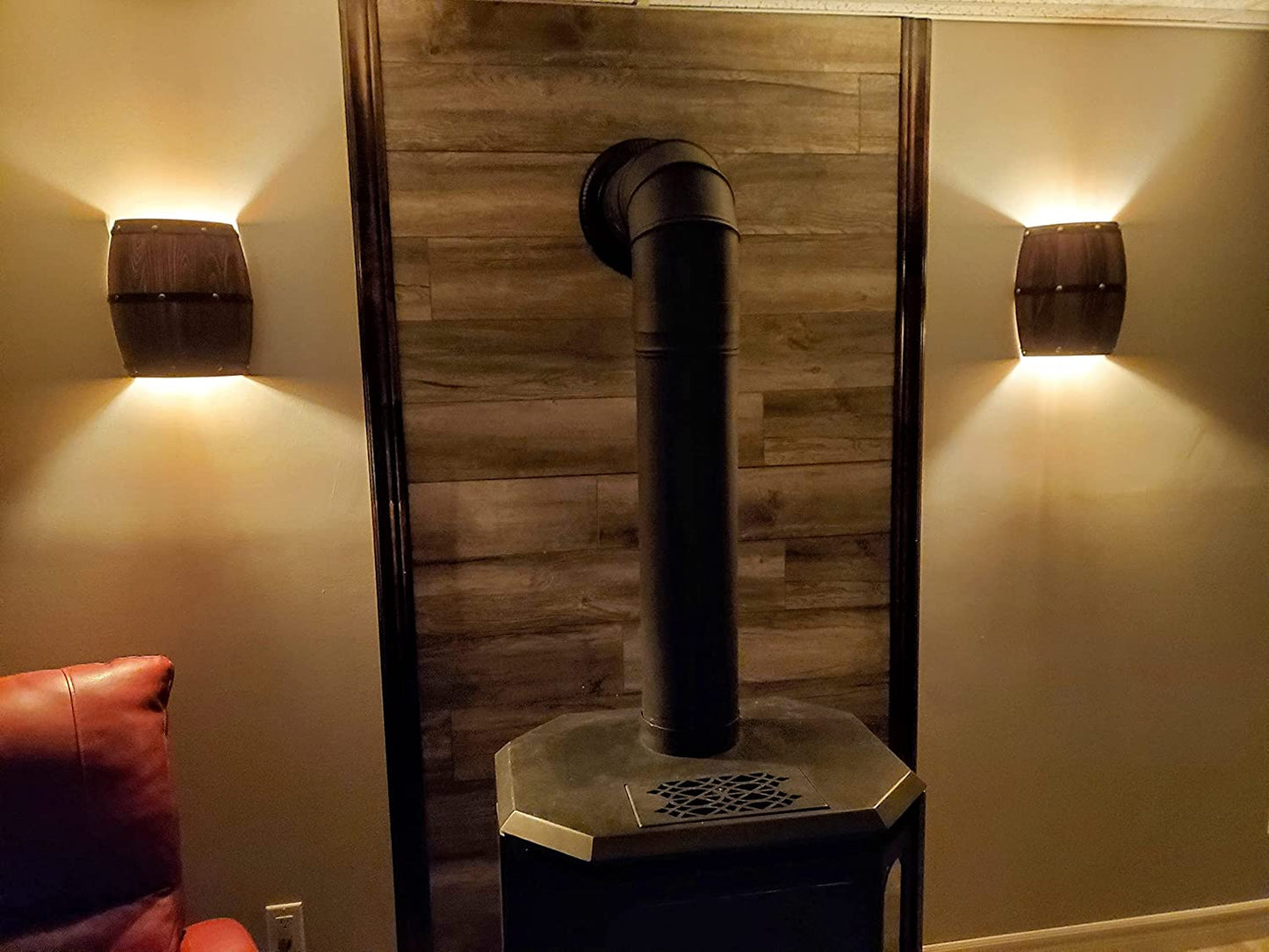 Antique 2 Pack Wood Wine Barrel Wall Sconce Lighting Fixture up and down Indoor Wall Lamps for Bar Area Steampunk Theme