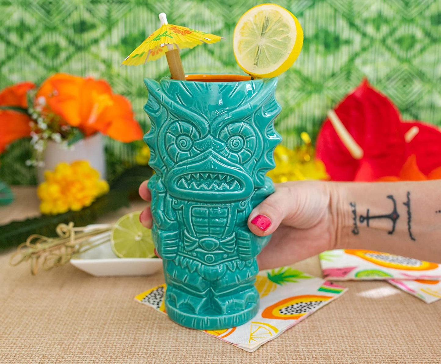 Masters of the Universe Mer-Man Ceramic Mug | Official Collectible Tiki Cup | Tropical Drinkware for Home Barware Set | Holds 18 Ounces