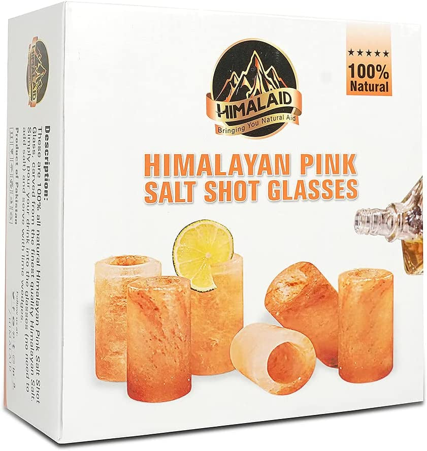 Pink Himalayan Salt Shot Glasses Hand Carved from 100% Natural Pink Salt Glasses Add Light Flavor to Food Cooking Accessory Tequila Shot Glasses Himalayan Salt Luxurious Holiday Gift Pack - Set of 6