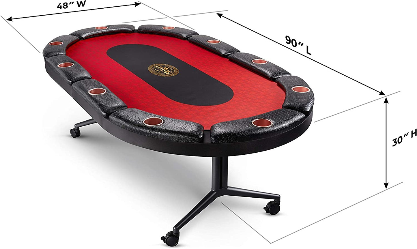 Triton Poker Folding Poker Table Casino Style - 10 Players Oval Portable Texas Hold'Em Poker Table with Mats (Included)