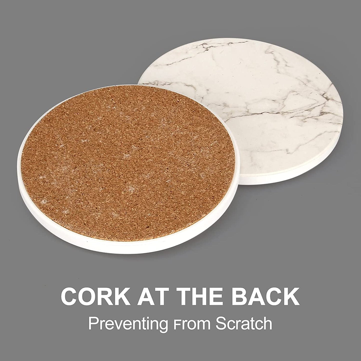 6 Pcs White Marble Coaster Set with Holder Best Absorbent Coasters Drink Coasters Ceramic Bar Wine Coasters Cute Stone Thirstysone Table Cup Coasters