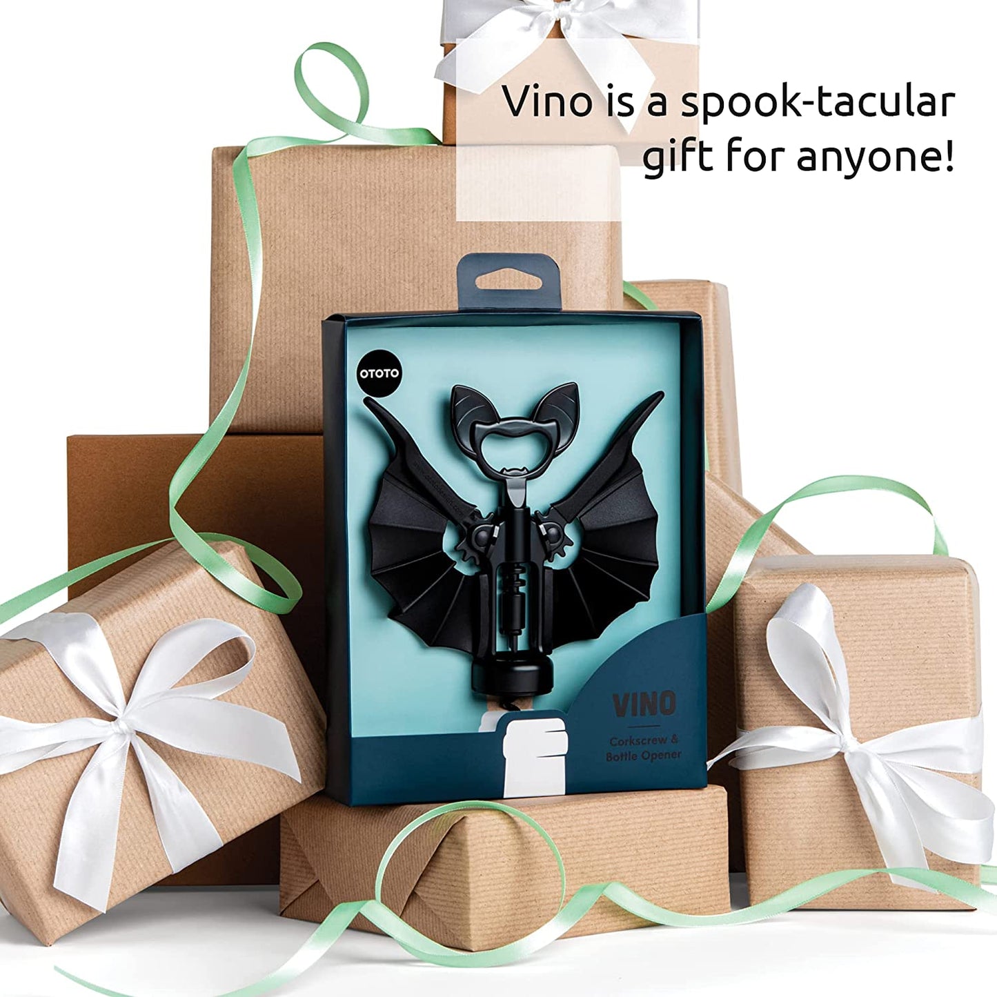 Vino Spooky Bat Wine Opener - 2-In-1 Wine & Beer Opener, Corkscrew & Bottle Opener - Wine Accessories & Gifts for Wine Lovers