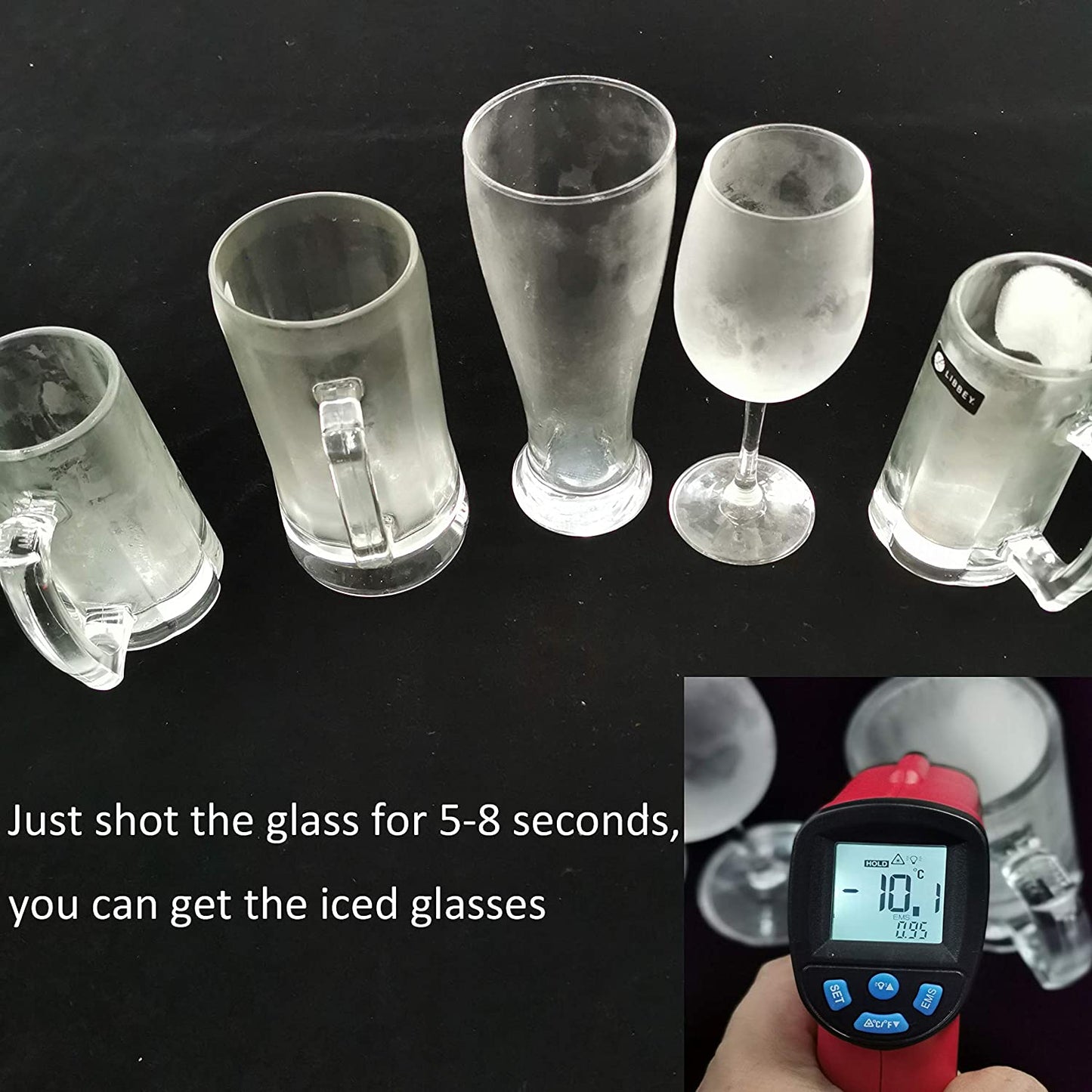 Glass Chiller – CO2 Glass Froster for Cups and Glasses – Instant Drink Chiller for Cocktail, Beer, Mixed Drinks, Wine – Glass Chiller for Bar, Restaurant, Kitchen.