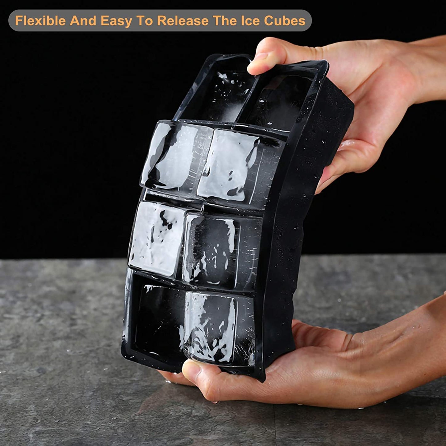 Large Ice Cube Trays with Lids 2 Pack,Silicone Ice Trays for Freezer,Easy Release Silicone Ice Cube Tray,8 Big Square Ice Cubes per Tray Ideal for Cocktails,Whiskey,Soups and Frozen Treats