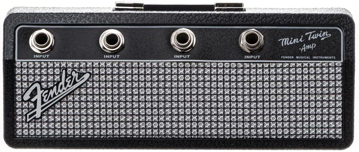 Licensed Fender Jack Rack- Guitar Amp Key Holder, Includes 4 Guitar Plug Keychains and 1 Wall Mounting Kit. Quick and Easy Installation.