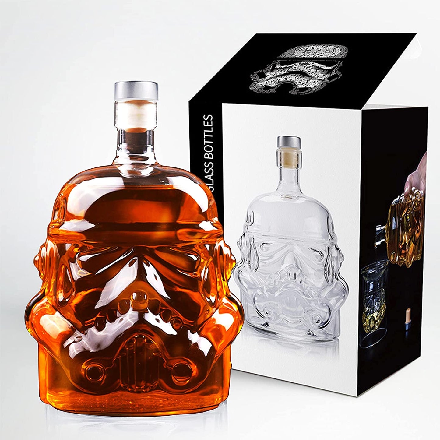 Whiskey Flask Carafe Decanter, Whiskey Glasses, Whiskey Carafe for Wine, Liquor, Scotch, Bourbon, Brandy - 750ML